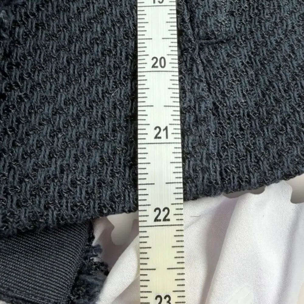 Vince Jacket‎ Medium Black Tweed Moto Asymmetrical Zip Fringe Cotton Blend M